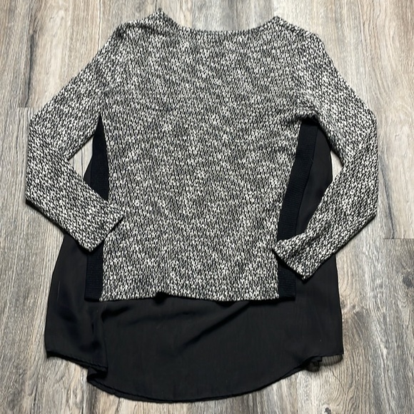 Bar III Black & White Marled Knit Sweater Over Black Sheer Lining, size small - Picture 7 of 10